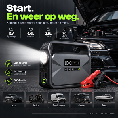 QSTOCK IGNITE Jump Starter met luchtcompressor